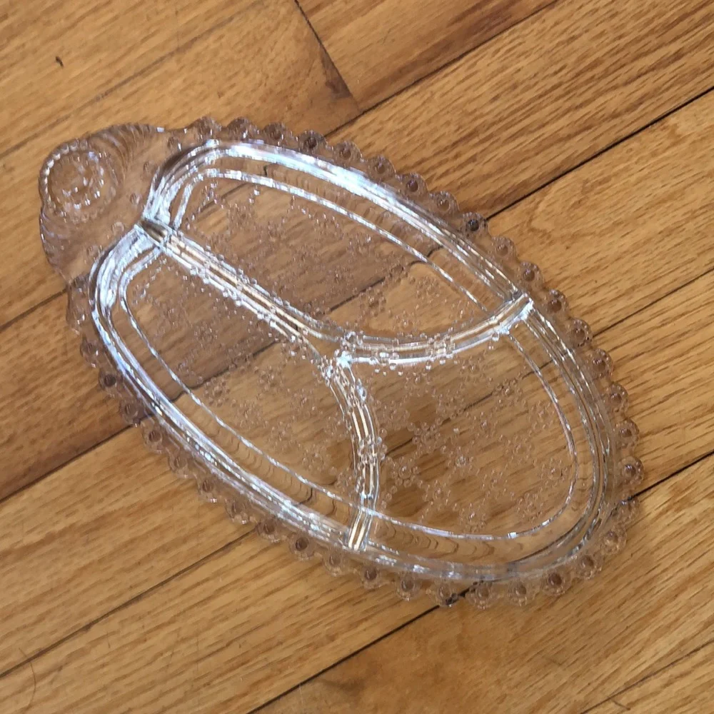 Vintage Glass Jewelry tray/Relish dish